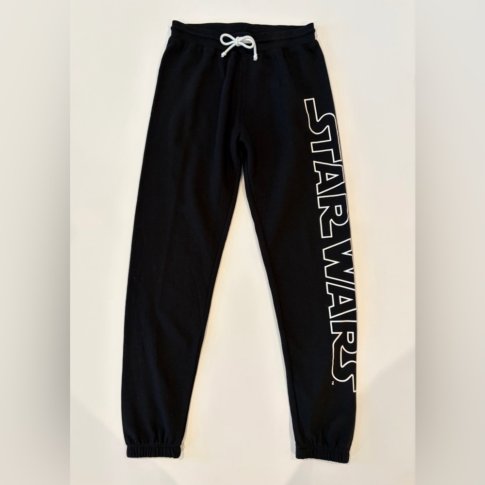 Star Wars High Waist Women’s Joggers Bold Logo Large Black White Drawstring